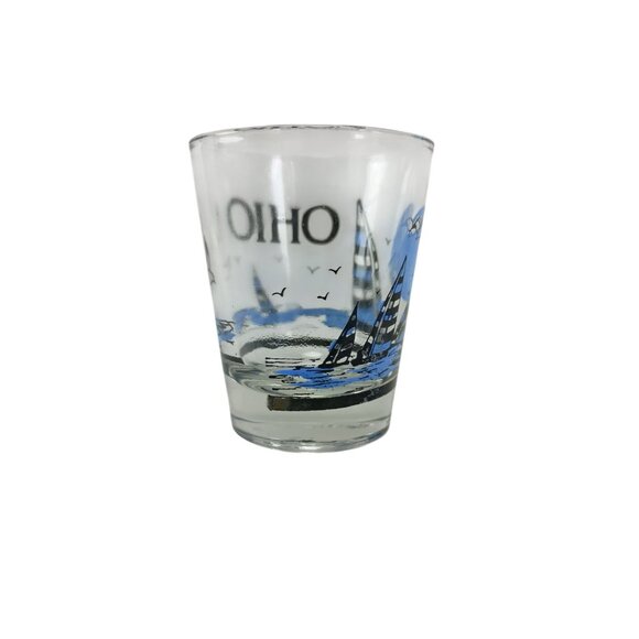 OHIO Sailboat Scene On Shot Glass Vintage - Picture 4 of 6